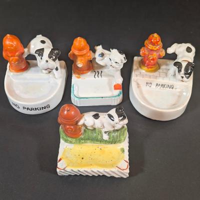 LOT 134: Vintage Made in Japan Bulldog Ashtrays/Trinket Dishes, Spotted Dog Salt/Pepper Shakers and Scottie Doa Salt/Pepper Shakers