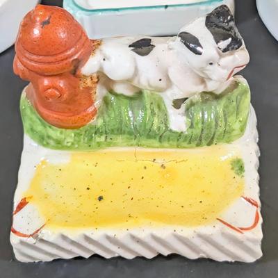 LOT 134: Vintage Made in Japan Bulldog Ashtrays/Trinket Dishes, Spotted Dog Salt/Pepper Shakers and Scottie Doa Salt/Pepper Shakers