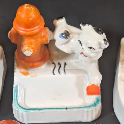 LOT 134: Vintage Made in Japan Bulldog Ashtrays/Trinket Dishes, Spotted Dog Salt/Pepper Shakers and Scottie Doa Salt/Pepper Shakers