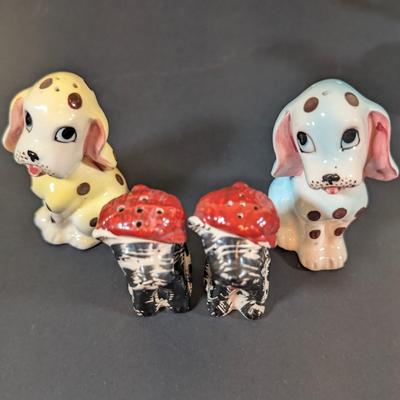 LOT 134: Vintage Made in Japan Bulldog Ashtrays/Trinket Dishes, Spotted Dog Salt/Pepper Shakers and Scottie Doa Salt/Pepper Shakers