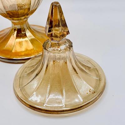 LOT 163: Vintage Jeanette Scottie Dog Marigold Glass Trinket Box/ Candy Dish and Lid Candy Dish/Jar