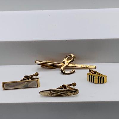 LOT 164: Large Assortment of Vintage Tie Bars and a Seiko Watch