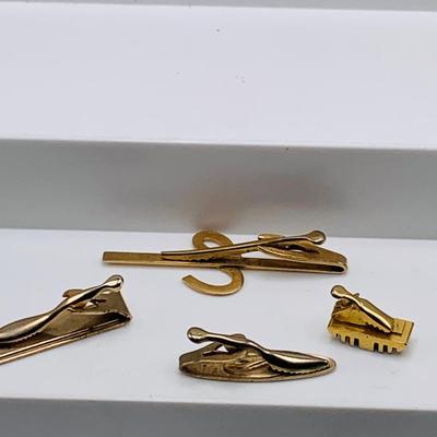 LOT 164: Large Assortment of Vintage Tie Bars and a Seiko Watch