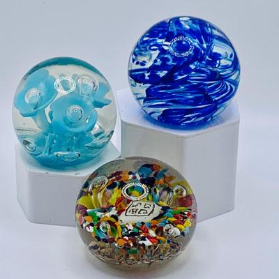LOT 166: Collection of Three Art Glass Paperweights