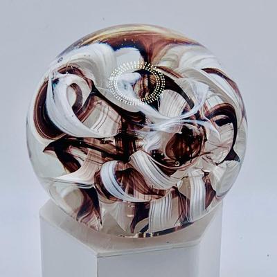 LOT 167: Collection of Art Glass Floral Pattern Paperweights and a Wheaton Brown Ribbon Paperweight