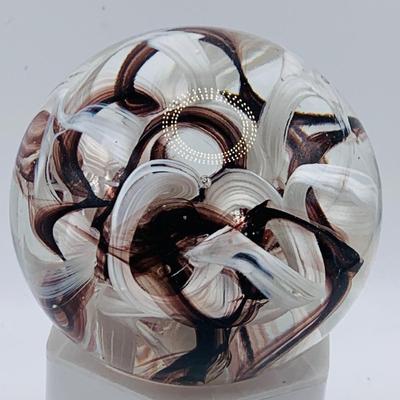 LOT 167: Collection of Art Glass Floral Pattern Paperweights and a Wheaton Brown Ribbon Paperweight