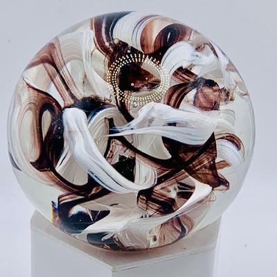 LOT 167: Collection of Art Glass Floral Pattern Paperweights and a Wheaton Brown Ribbon Paperweight