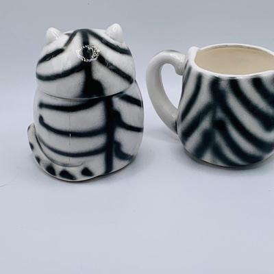 LOT 168: Adorable Lefton Kitty Cat Serving Set Including Two (2) Mugs, Salt and Pepper Shakers, Creamer and Sugar Bowl and Spoon Rest