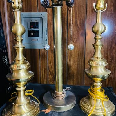 LOT 172: Set of Three (3) Brass Table Lamps