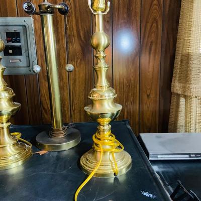 LOT 172: Set of Three (3) Brass Table Lamps