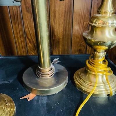 LOT 172: Set of Three (3) Brass Table Lamps