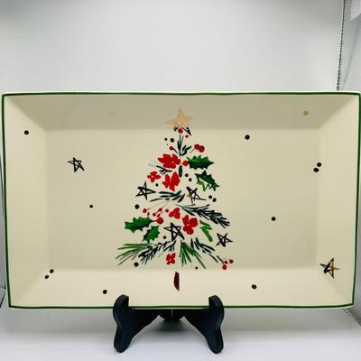 LOT 174: Large Assortment of Ceramic/ Porcelain Holiday Decor Featuring a Lenox Serving Dish, Napco Mr and Mrs Claus, and Much More