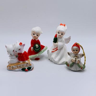 LOT 174: Large Assortment of Ceramic/ Porcelain Holiday Decor Featuring a Lenox Serving Dish, Napco Mr and Mrs Claus, and Much More