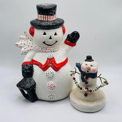 LOT 175: Assortment of Ceramic and Porcelain and Other Holiday Snowmen Featuring Two (2) Lenox Figurines and Willirays Studio Resin...