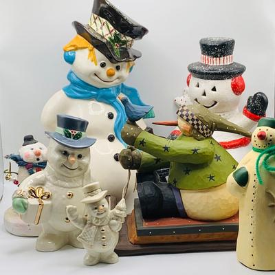 LOT 175: Assortment of Ceramic and Porcelain and Other Holiday Snowmen Featuring Two (2) Lenox Figurines and Willirays Studio Resin...