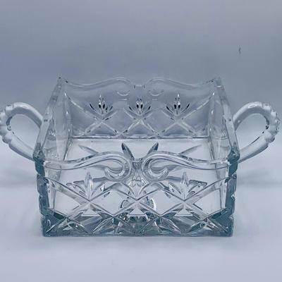 LOT 176: Irish Crystal and More Including Shannon Crystal Candlesticks and Square Basket, Belleek Ornament and More