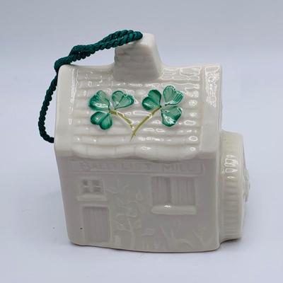 LOT 176: Irish Crystal and More Including Shannon Crystal Candlesticks and Square Basket, Belleek Ornament and More