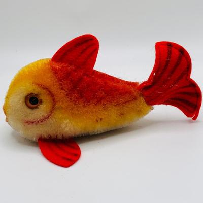 LOT 177: Vintage Steiff Cat Hand Puppet and Steiff Gold Fish Plush