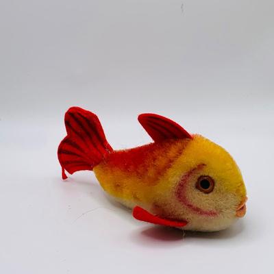 LOT 177: Vintage Steiff Cat Hand Puppet and Steiff Gold Fish Plush