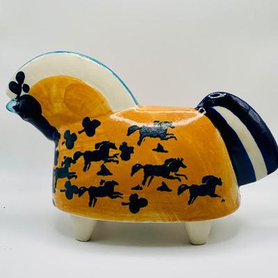 LOT 179: Timo Sarvimaki Signed Ceramic Horse and Planter and Art Books