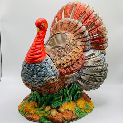 LOT 183: Party Lite Ceramic Turkey Candle Holder Centerpiece with Box