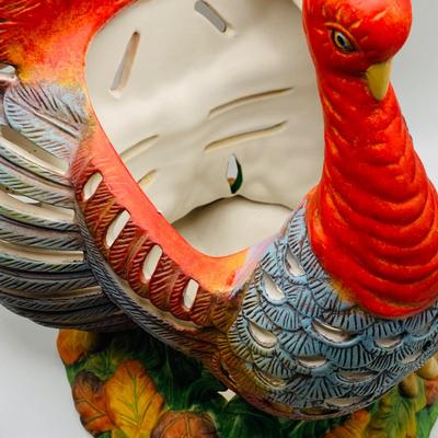 LOT 183: Party Lite Ceramic Turkey Candle Holder Centerpiece with Box