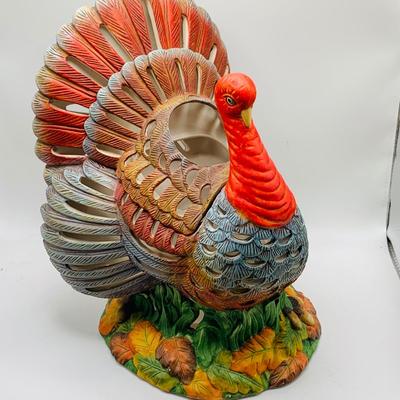 LOT 183: Party Lite Ceramic Turkey Candle Holder Centerpiece with Box