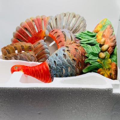 LOT 183: Party Lite Ceramic Turkey Candle Holder Centerpiece with Box