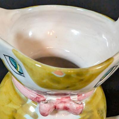 LOT 191: H. Berger Wien Ceramic Blue Cat Pitcher, Hand Painted Italian Kitty Pitcher and More