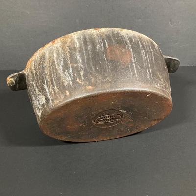 LOT 249: Vintage John Wright Cast Iron Lidded Oval Steamer Pot and Metal Deer Bowl