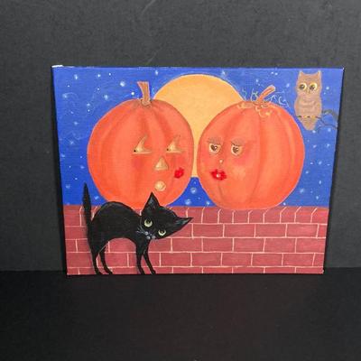 LOT 250: Black Cat Decorative Collection - Paintings and Figurines (Bobblehead and More)