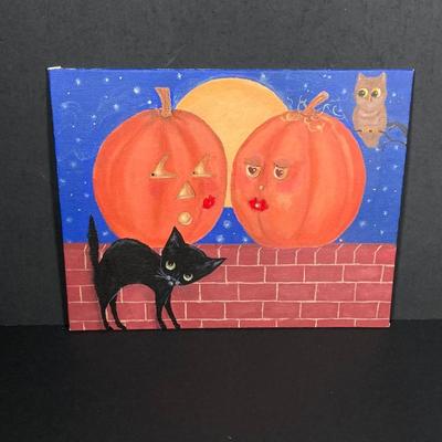 LOT 250: Black Cat Decorative Collection - Paintings and Figurines (Bobblehead and More)