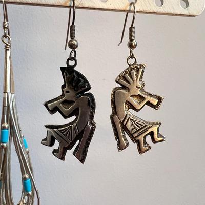 Designer Native American Sterling Silver Earrings Lot Signed