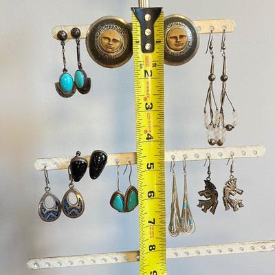 Designer Native American Sterling Silver Earrings Lot Signed