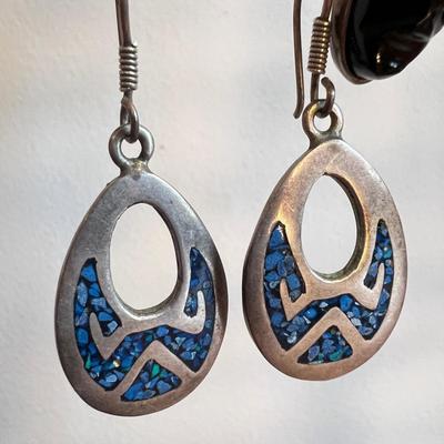 Designer Native American Sterling Silver Earrings Lot Signed