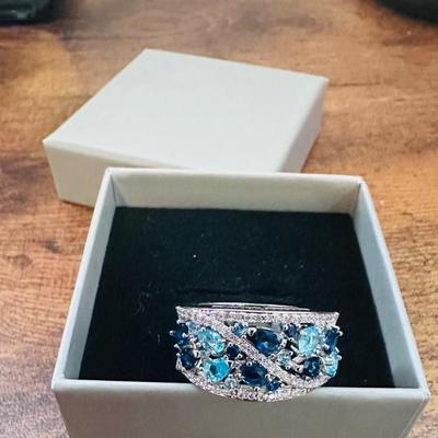 Beautiful Multi Blue Colored Stone Ring