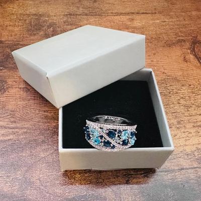 Beautiful Multi Blue Colored Stone Ring