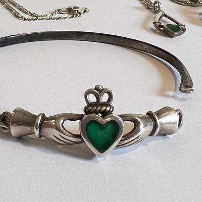 Irish Claddagh Jewelry - Earrings Pin Designer Solvar, Bracelet Necklace Sterling Silver