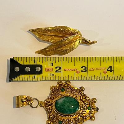 2 Designer Vintage Hattie Carnegie Jewelry - Brooch, Pendant