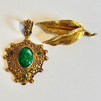 2 Designer Vintage Hattie Carnegie Jewelry - Brooch, Pendant