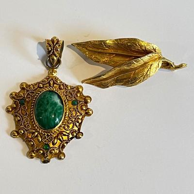 2 Designer Vintage Hattie Carnegie Jewelry - Brooch, Pendant