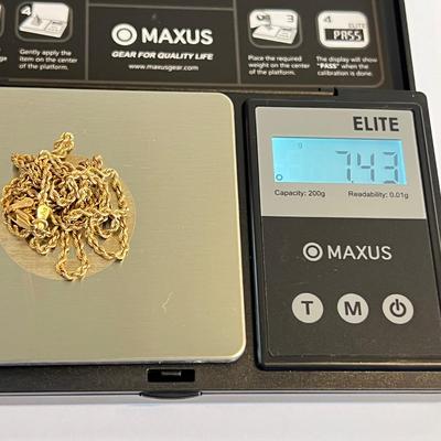 14k Gold Necklace w Pendant - 7.43 Grams