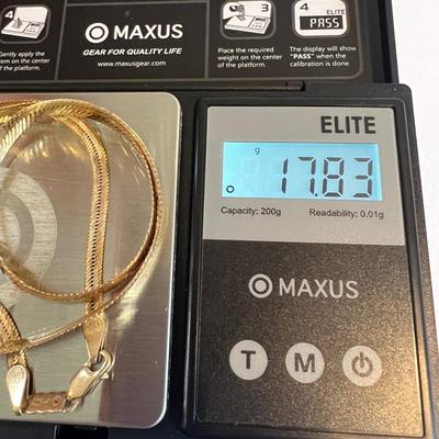 14K Gold Herringbone Necklace Bracelet Set 17.83 Grams