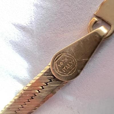 14K Gold Herringbone Necklace Bracelet Set 17.83 Grams