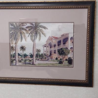 Framed Wall Art- Tropical Home Place Design- Approx 16" x 20 1/2"