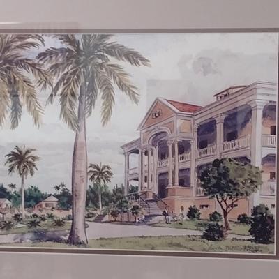 Framed Wall Art- Tropical Home Place Design- Approx 16" x 20 1/2"