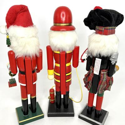 Set of 3 Nutcrackers - Santa, Fireman, Scottishman with Bagpipes