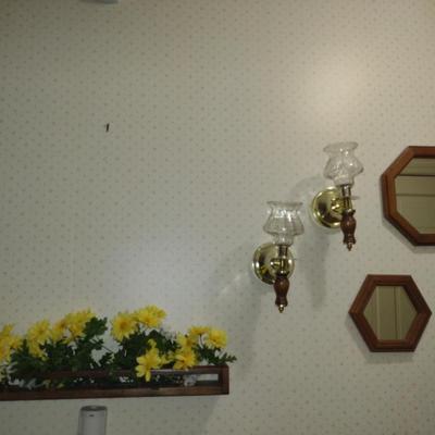 Wall Decor- Candle Sconces, Mirrors, and Shelf
