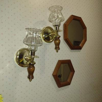 Wall Decor- Candle Sconces, Mirrors, and Shelf
