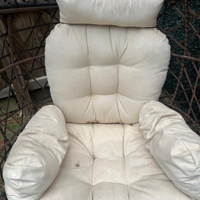 Sale Photo Thumbnail #82: Outdoor Hanging Egg Chair with Stand and Cushion. The cushion needs to be cleaned.

Base: 41” x 36.5” 
About 74” tall